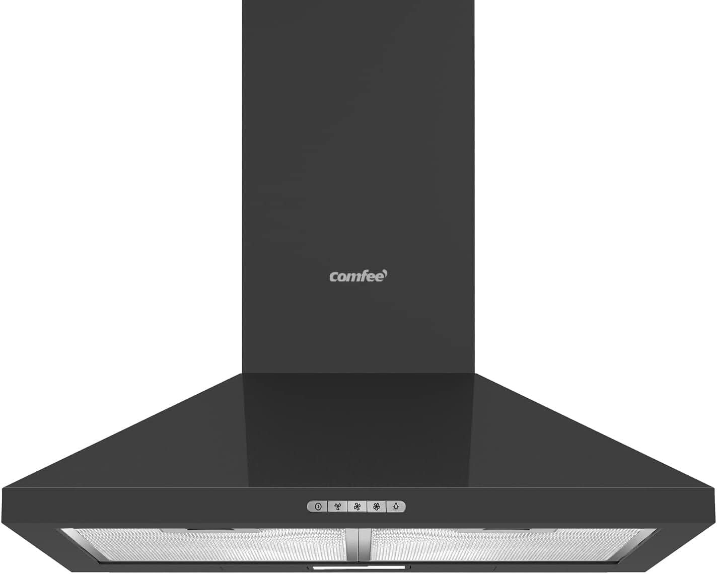 Black 60CM/ 90CM Wall-mounted 3-Speed Chimney Range Hood Cooker Extractor