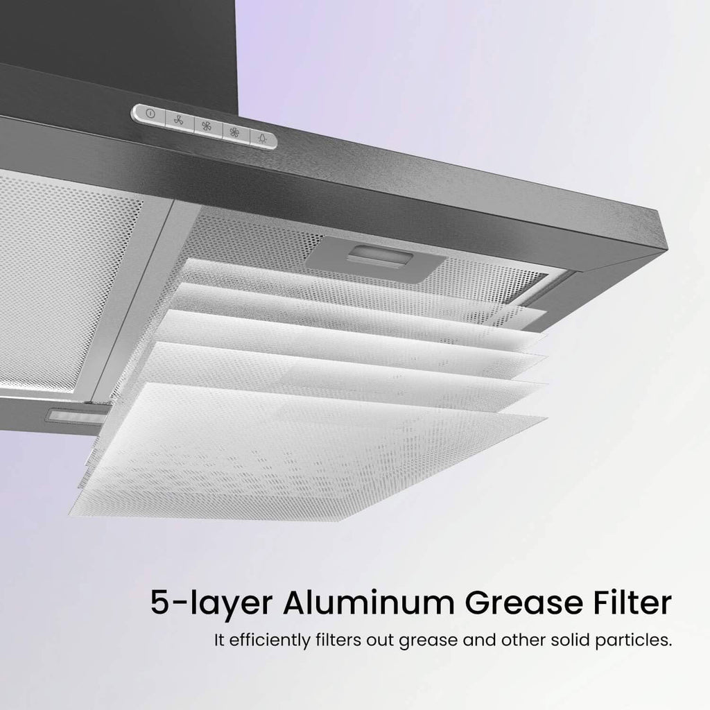 Black 60CM/ 90CM Wall-mounted 3-Speed Chimney Range Hood Cooker Extractor