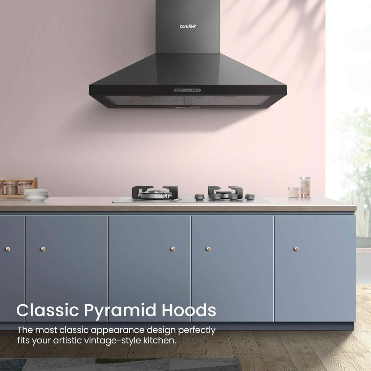 Black 60CM/ 90CM Wall-mounted 3-Speed Chimney Range Hood Cooker Extractor