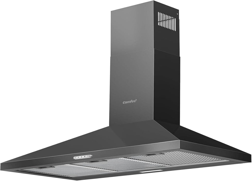 Black 60CM/ 90CM Wall-mounted 3-Speed Chimney Range Hood Cooker Extractor