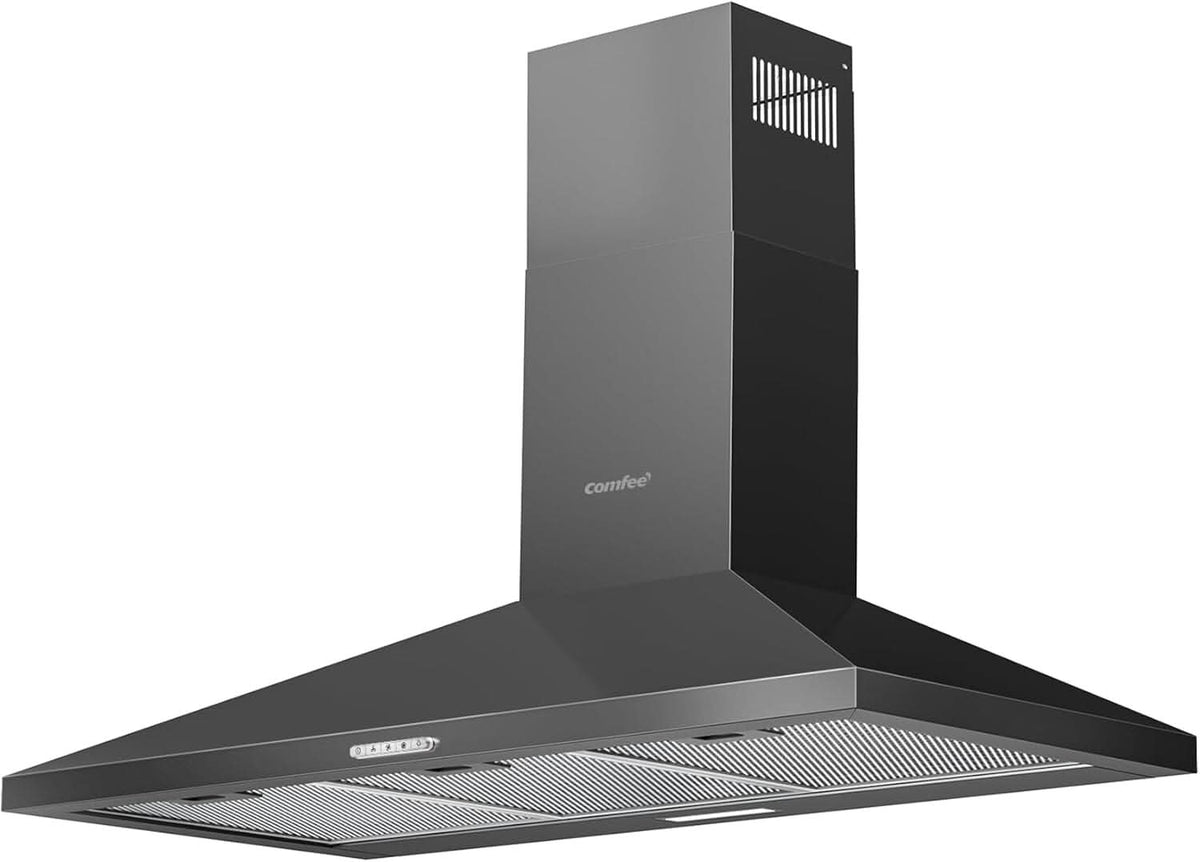 Black 60CM/ 90CM Wall-mounted 3-Speed Chimney Range Hood Cooker Extractor