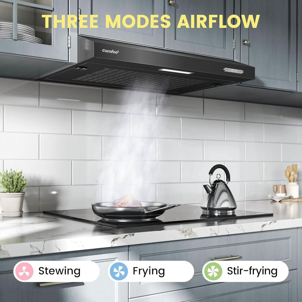 60cm Under Cabinet Wall-Mount Cooker Range Hood with 3-Speed Modes