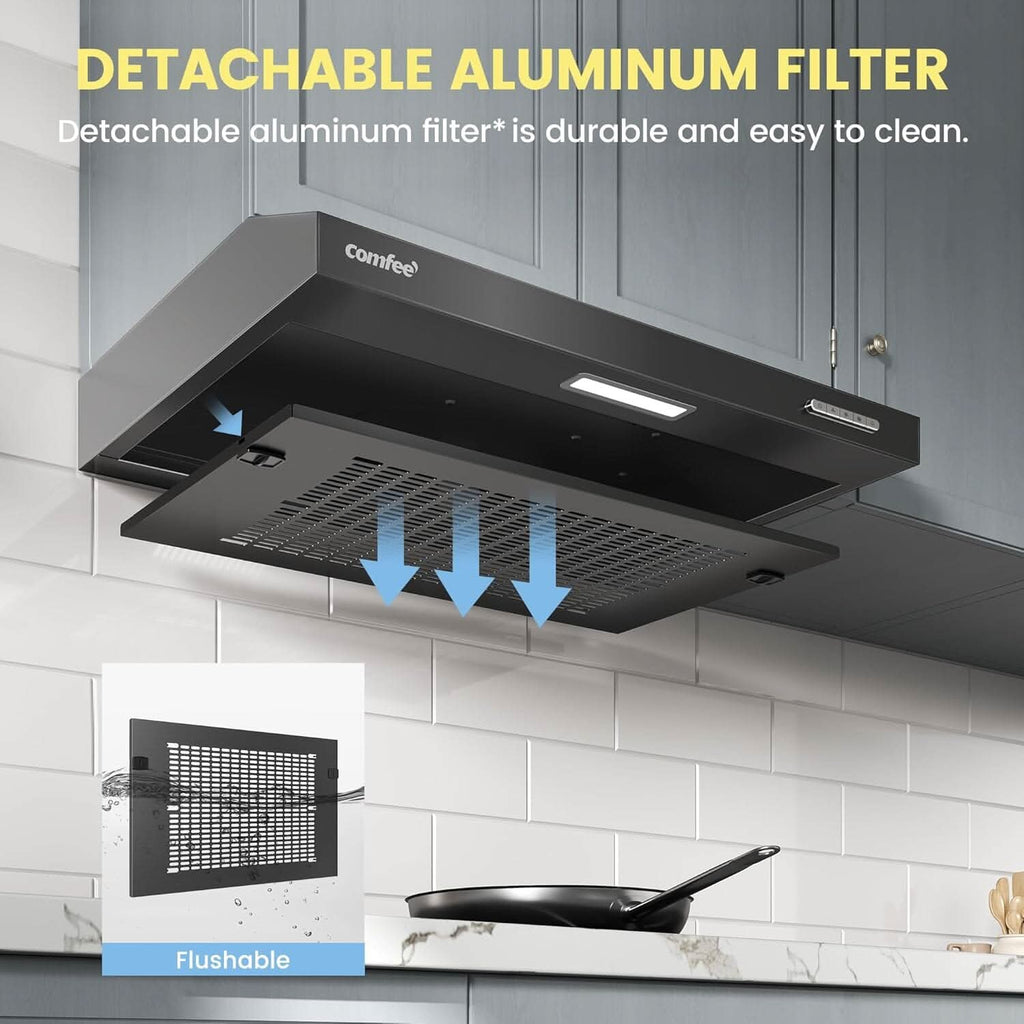 60cm Under Cabinet Wall-Mount Cooker Range Hood with 3-Speed Modes