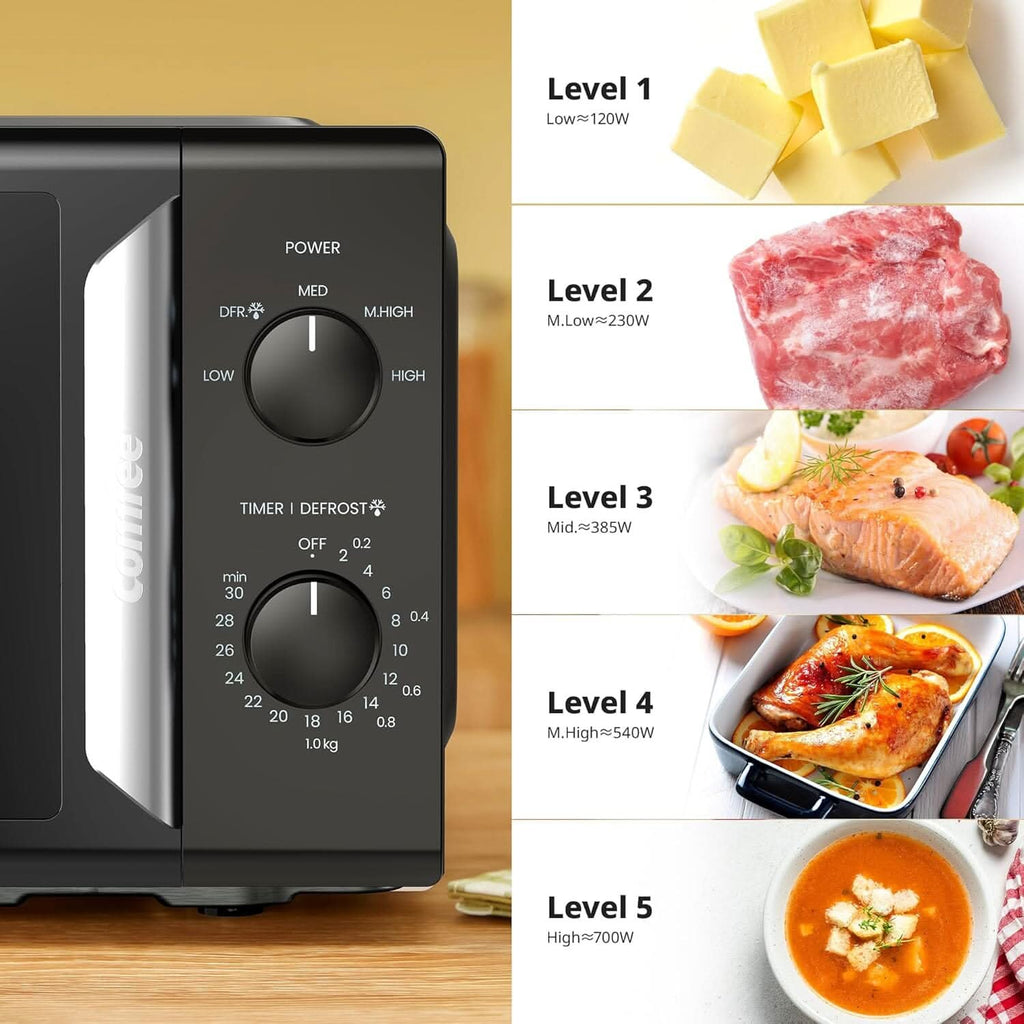 700W White 19L 5-level Power Kitchen Manual Microwave Oven with Timer
