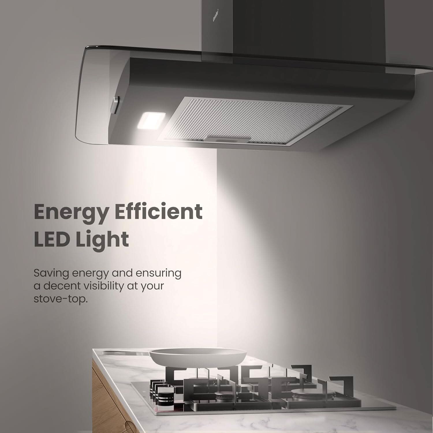 60cm Chimney Cooker Range Hood Kitchen Extractor with 3-Speed Modes