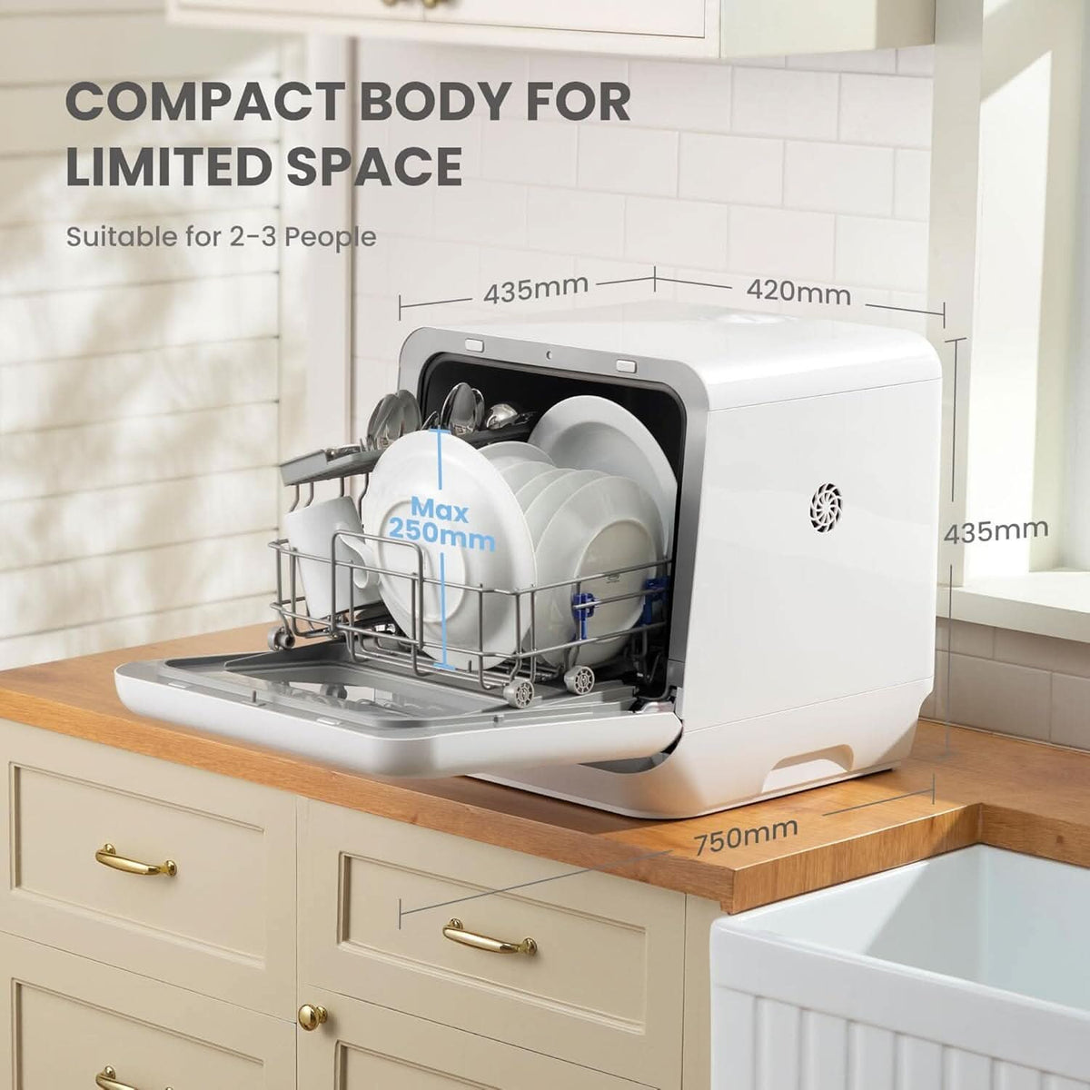5L Countertop Dishwasher with 6 Wash Programs