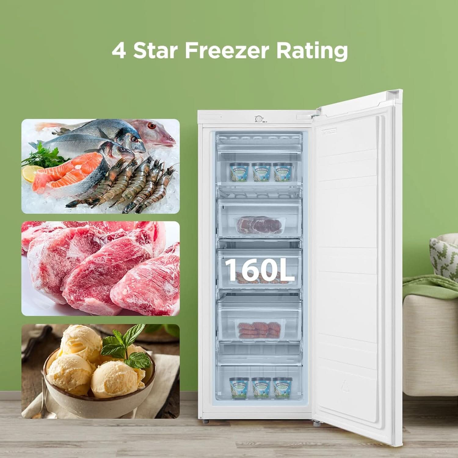 COMFEE' RCU160WH2UK(E) 160 Litre Freestanding Upright Freezer