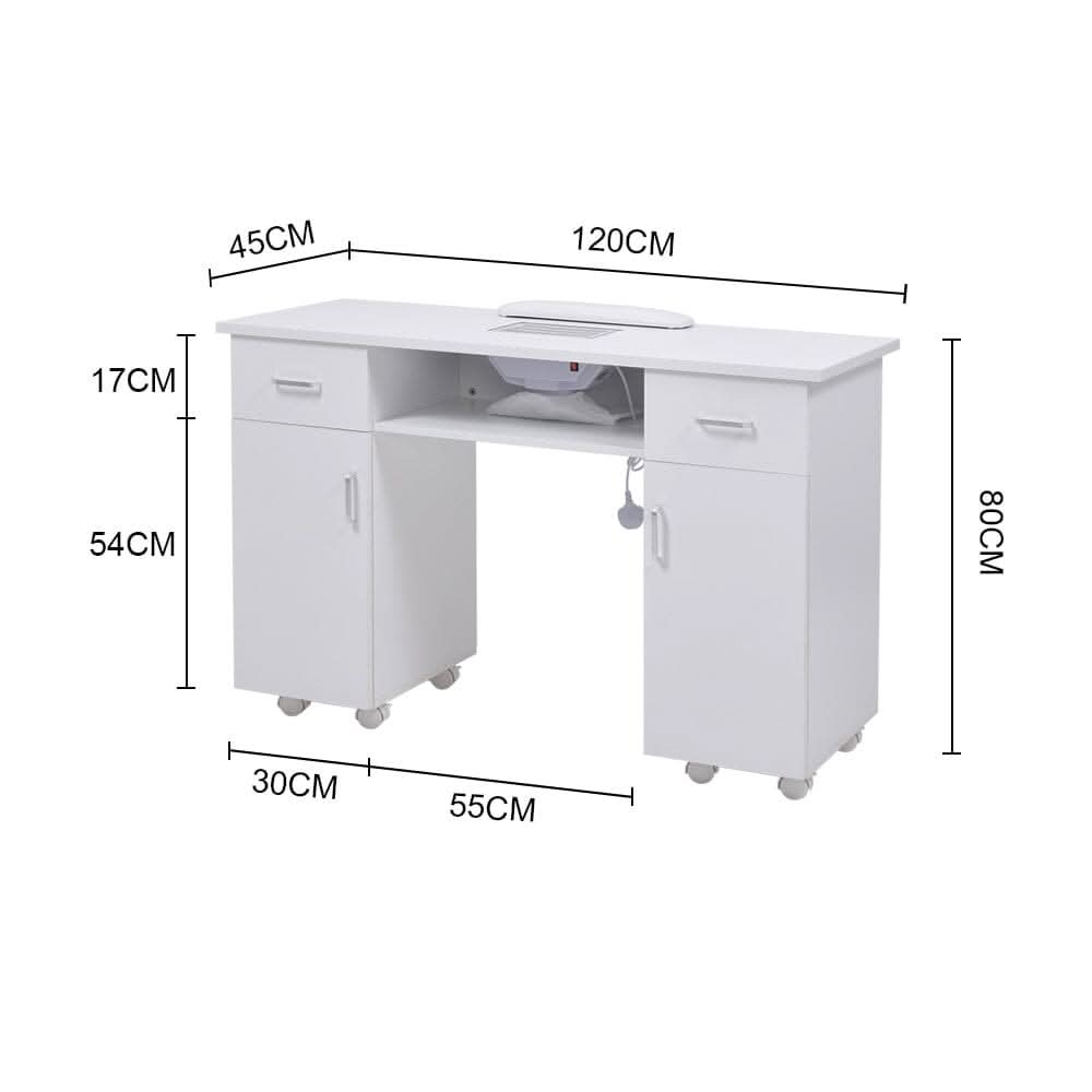 Wheeled Manicure Table with Electric Dust Extractor