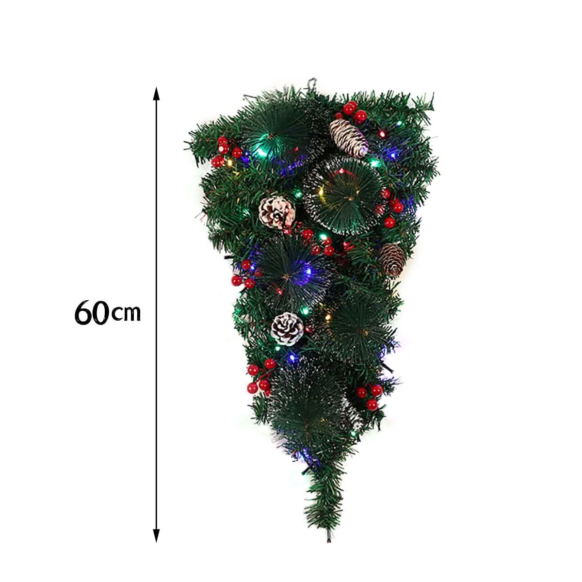 Christmas Wreath Vine 60cm with LED Hanging Tree (With Lights)
