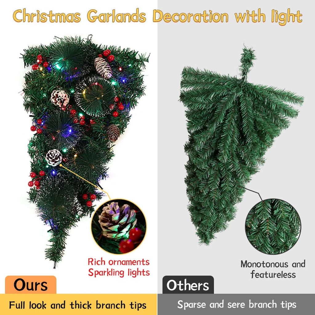 Christmas Wreath Vine 60cm with LED Hanging Tree (With Lights)