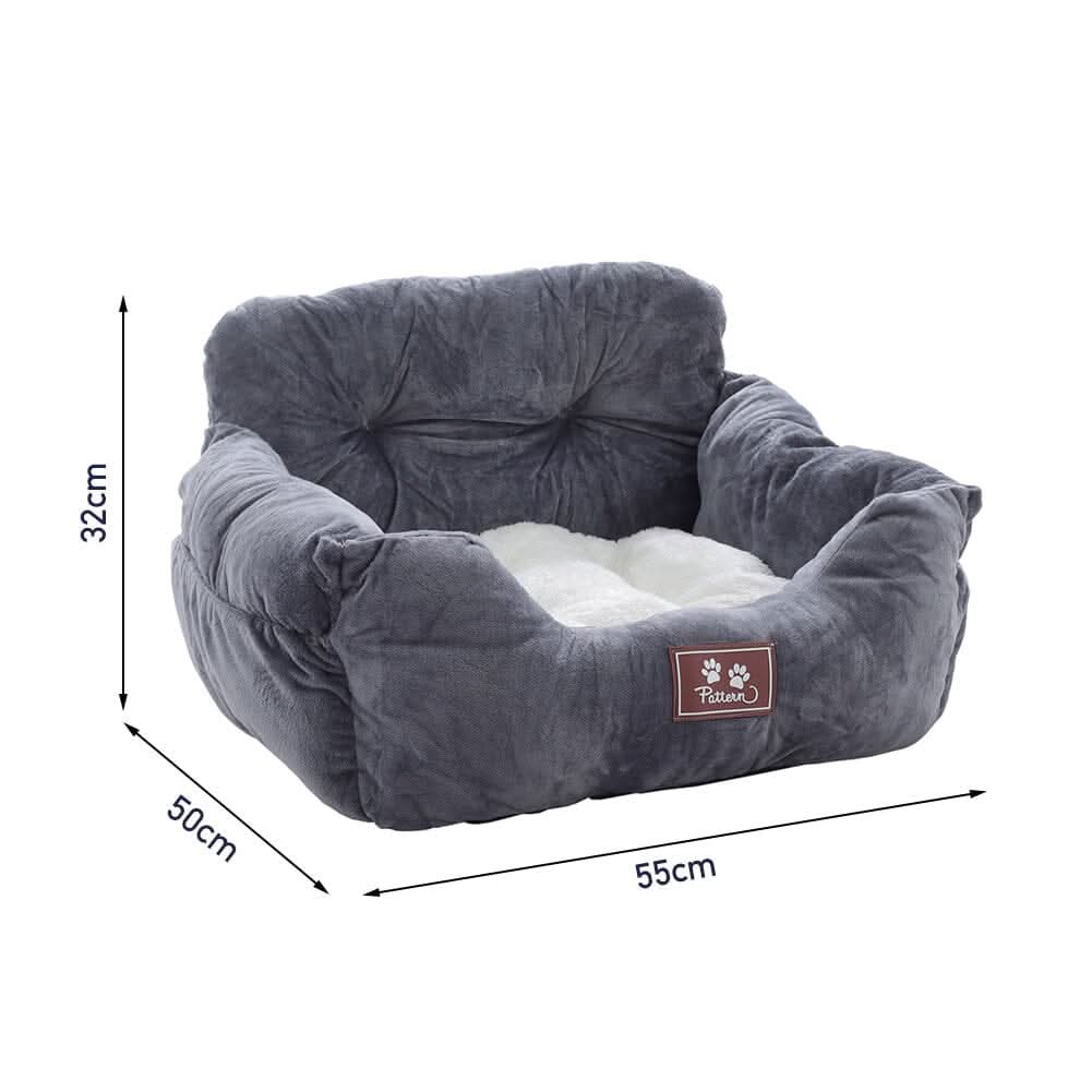 Cozy Dog Car Seat Bed with Storage Pocket and Adjustable Strap