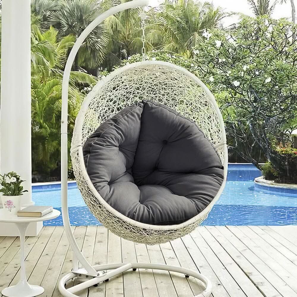 Hanging Chair Cushion – Full Grey Linen Cotton Seat Pad