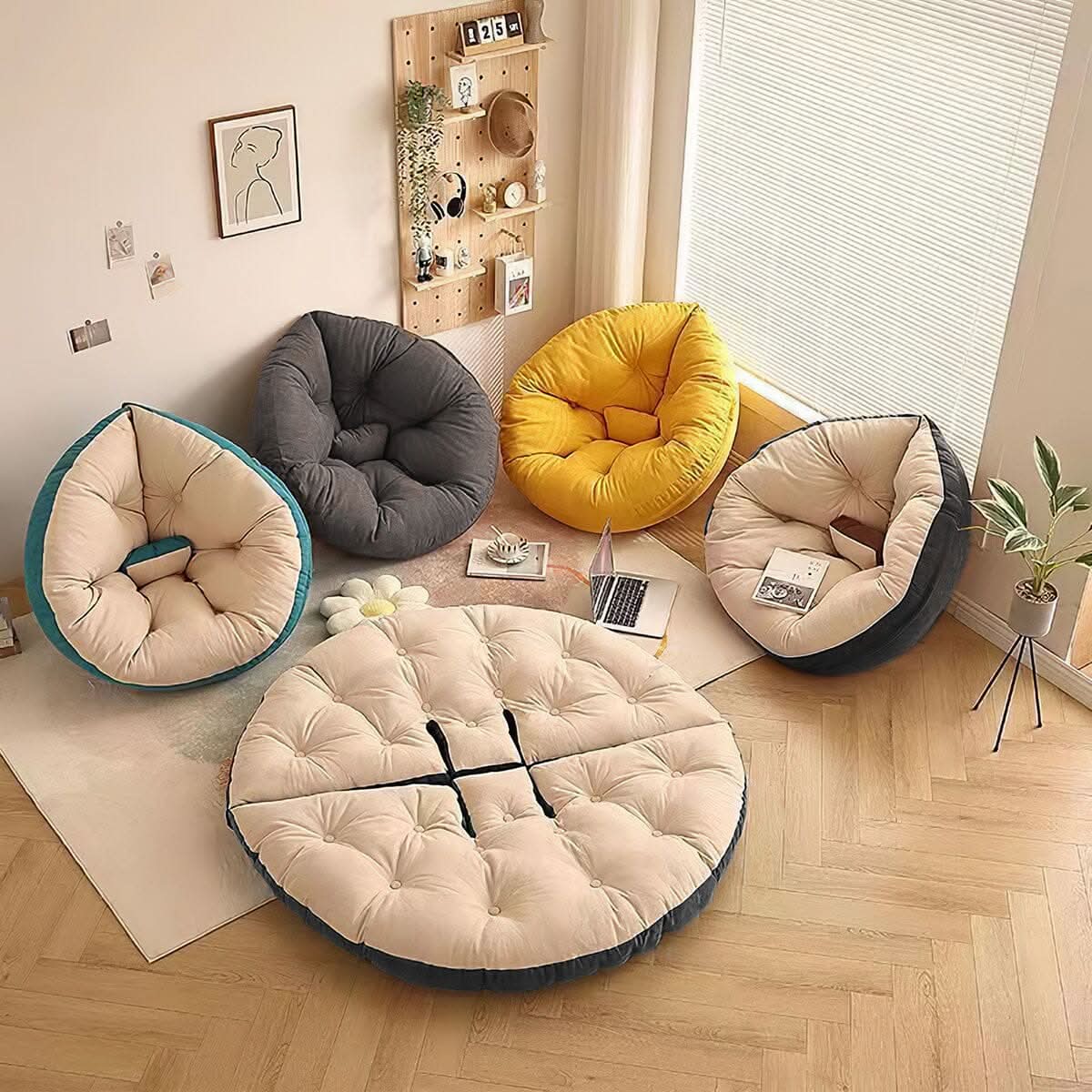 Hanging Chair Cushion – Full Grey Linen Cotton Seat Pad