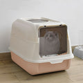 Large Hooded Top Entry Cat Litter Box with Scoop