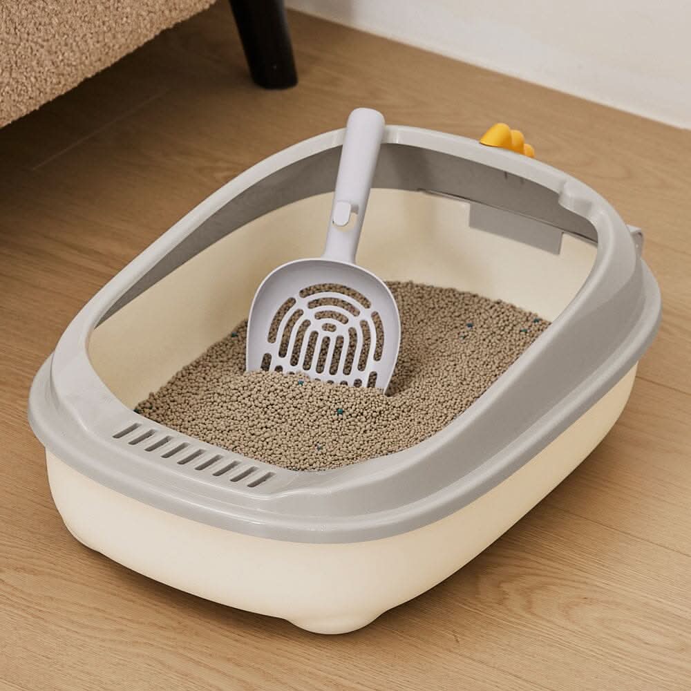 High-Sided Semi-Closed Oval-shaped Cat Litter Box