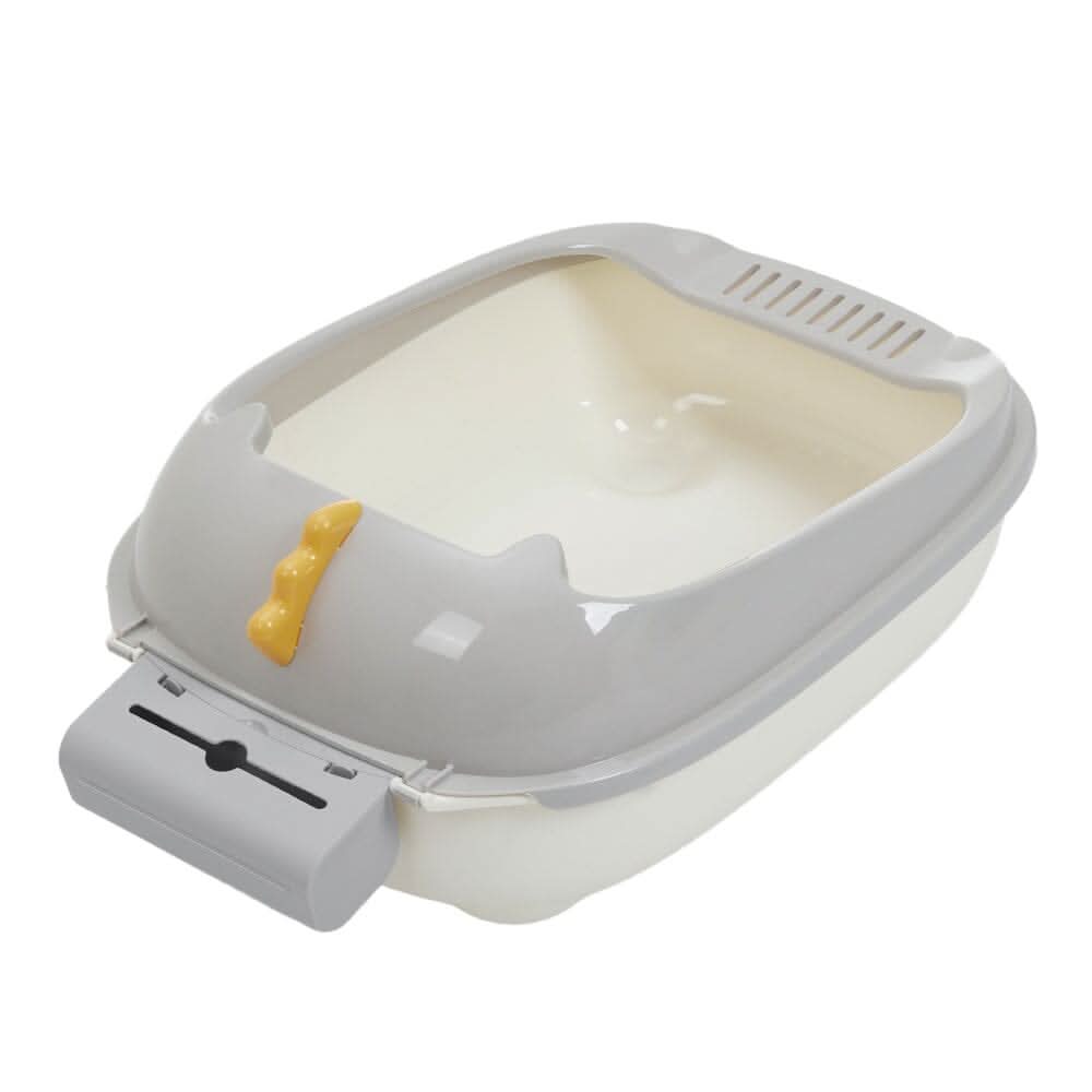 High-Sided Semi-Closed Oval-shaped Cat Litter Box