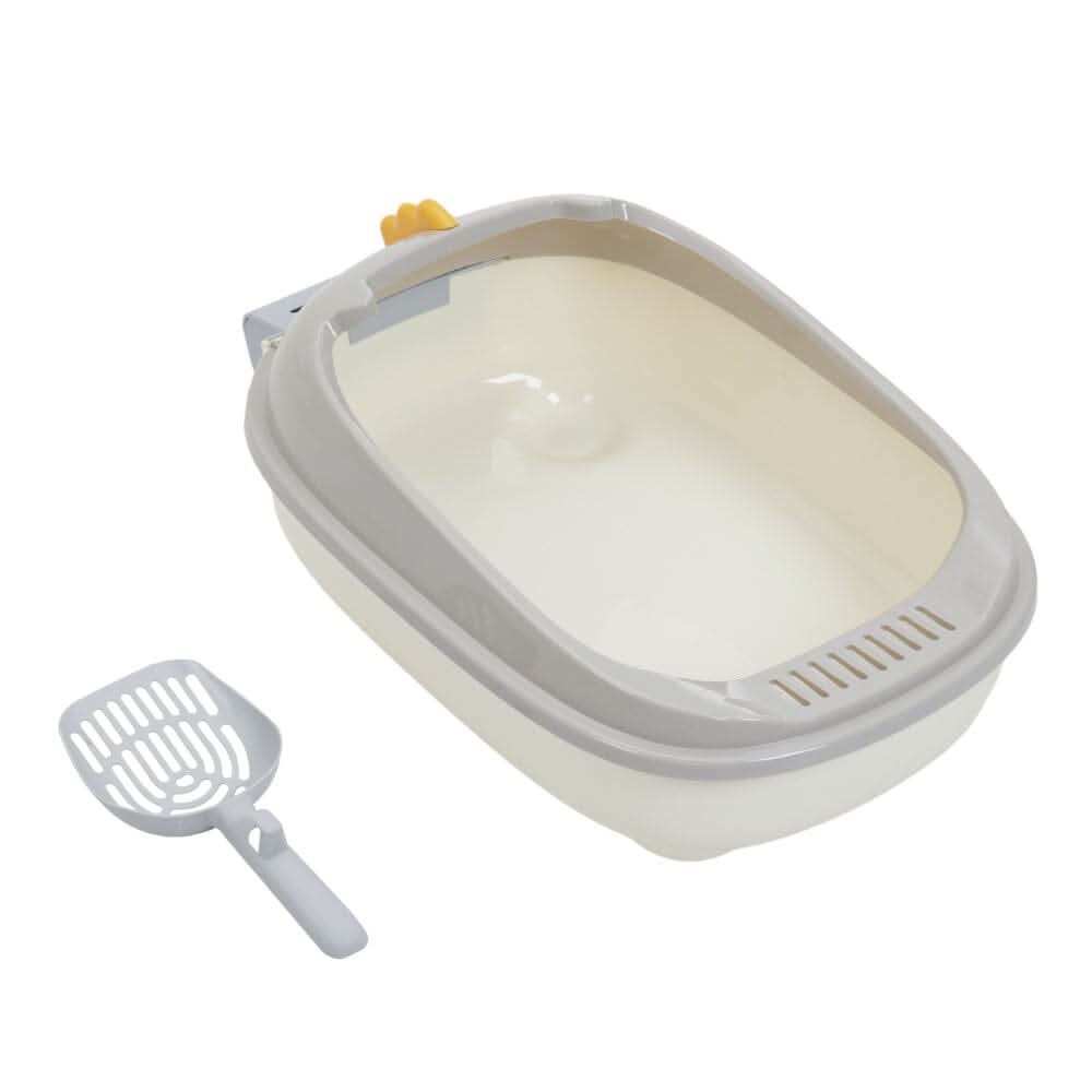 High-Sided Semi-Closed Oval-shaped Cat Litter Box