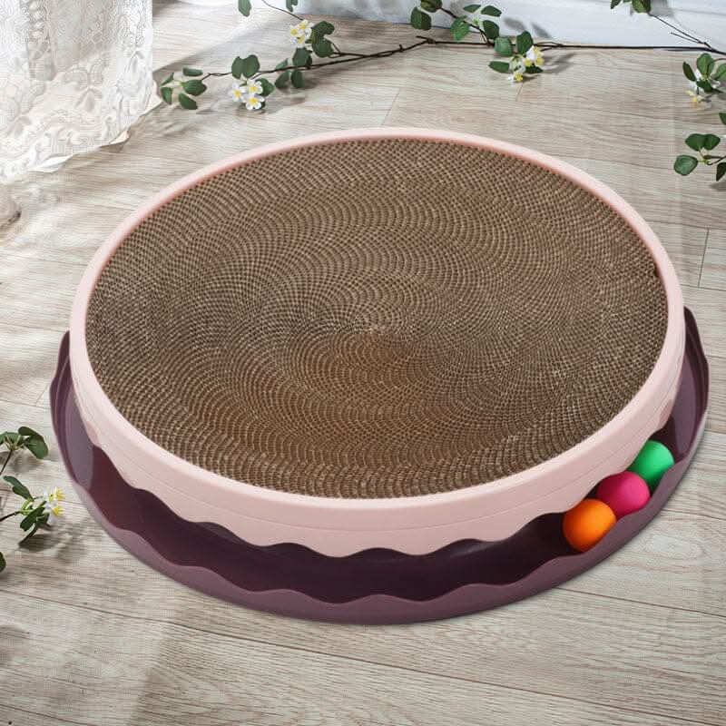 Circular Cat Scratching Board with Ball Toy