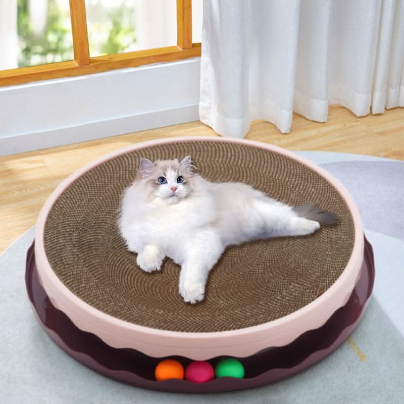 Circular Cat Scratching Board with Ball Toy