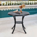 Black Cast Aluminum Round Patio Dining Table with Umbrella Hole