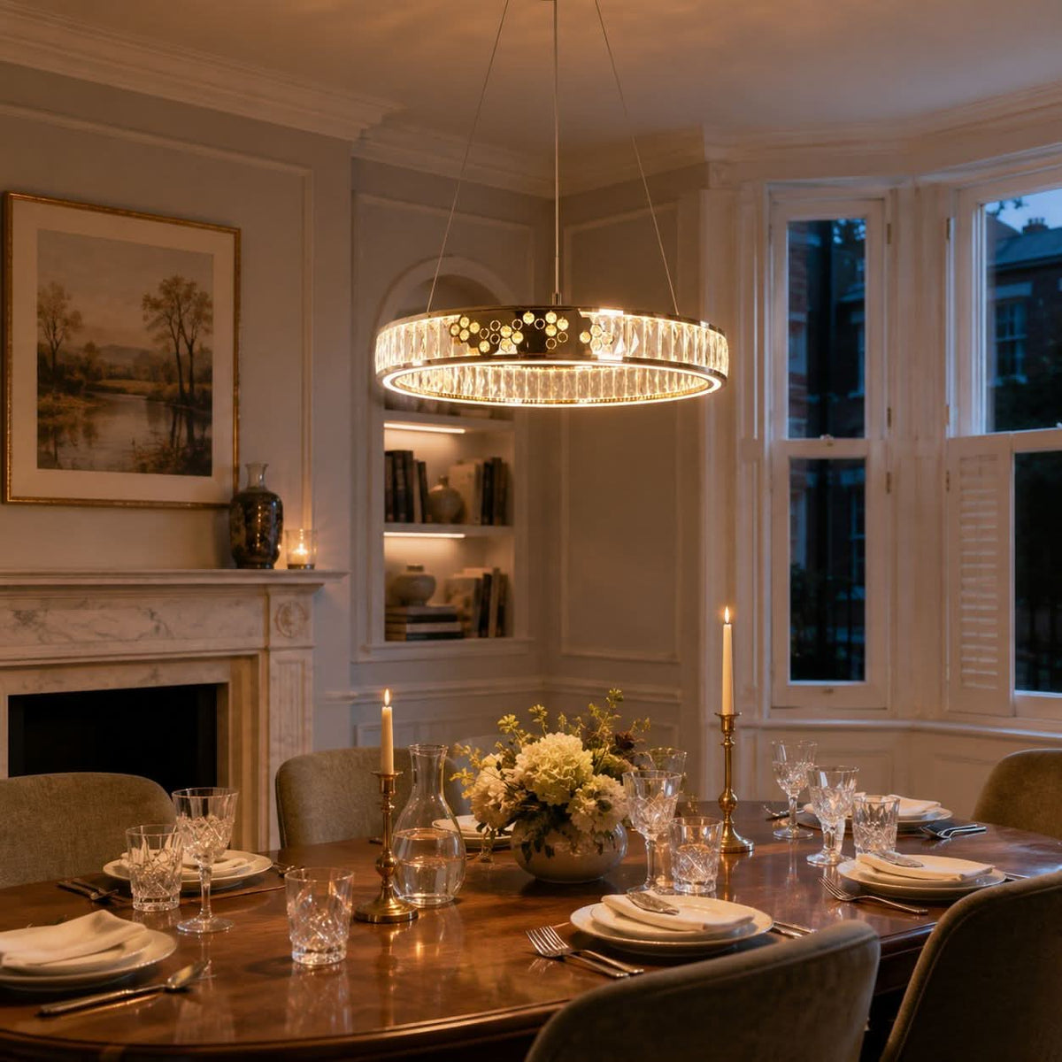 Lightsin Luxurious Gold Crystal LED Halo Pendant Light