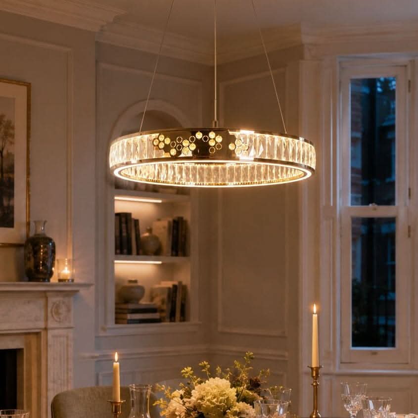 Lightsin Luxurious Gold Crystal LED Halo Pendant Light