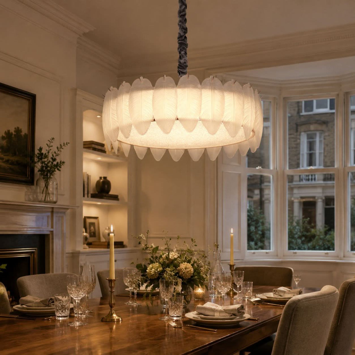Lightsin Feather Inspired Luxury Glass Chandelier Modern Ceiling Light UK