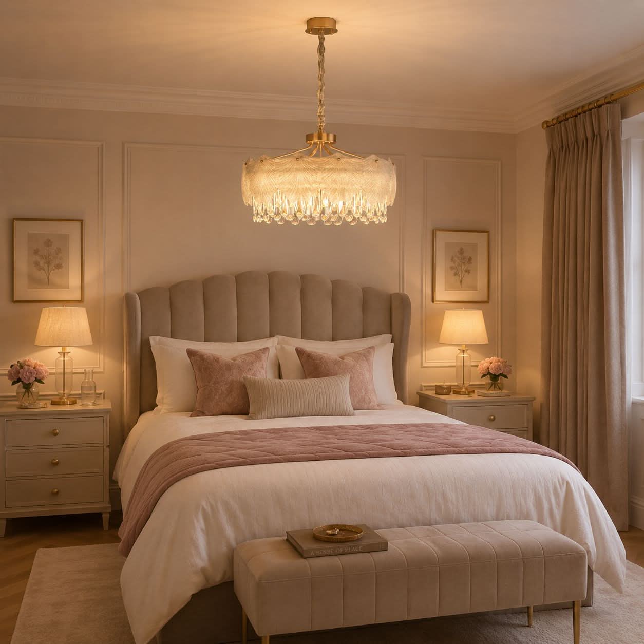 Lightsin Opulent Gold Chandelier Ceiling Light with Crystal Accents
