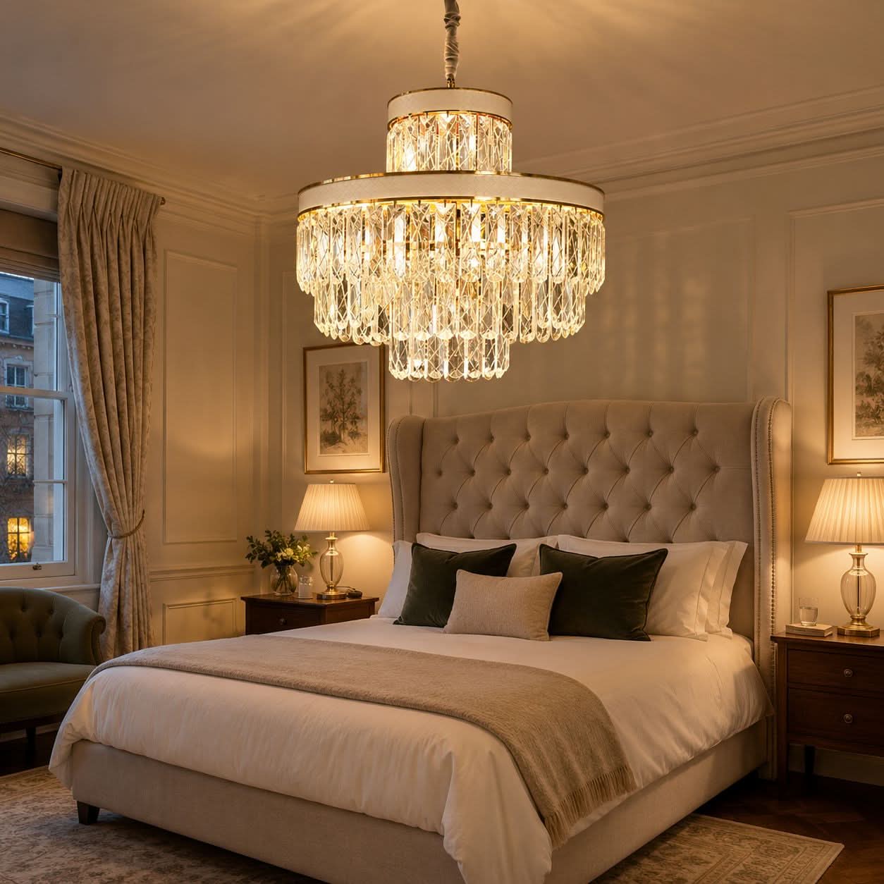 Lightsin Luxury Hanging Lights for Living Room with Golden Crystal Radiance