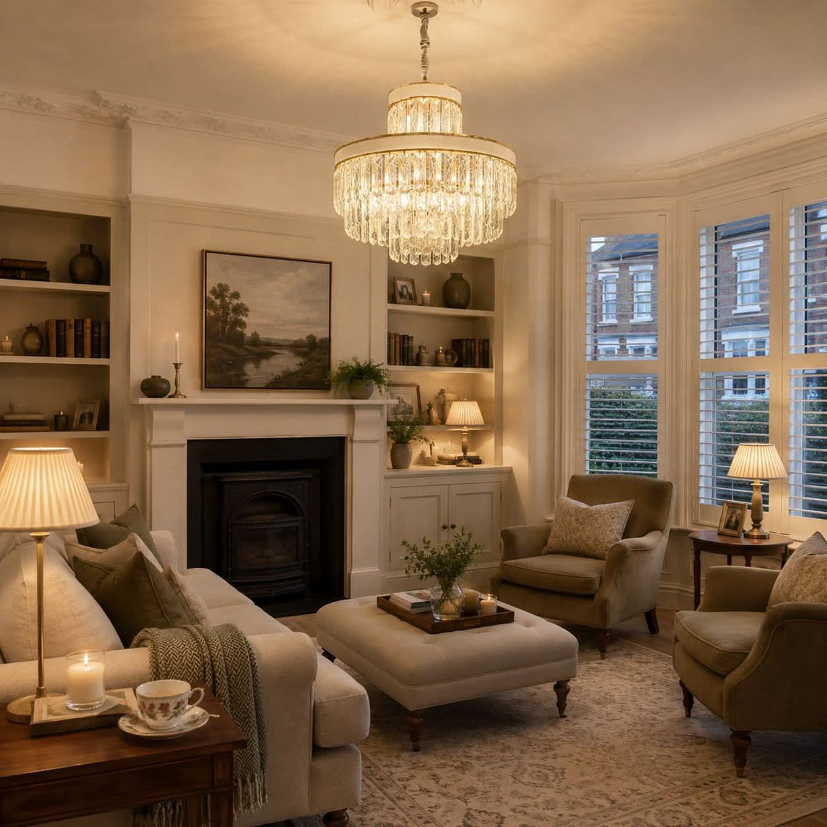 Lightsin Luxury Hanging Lights for Living Room with Golden Crystal Radiance