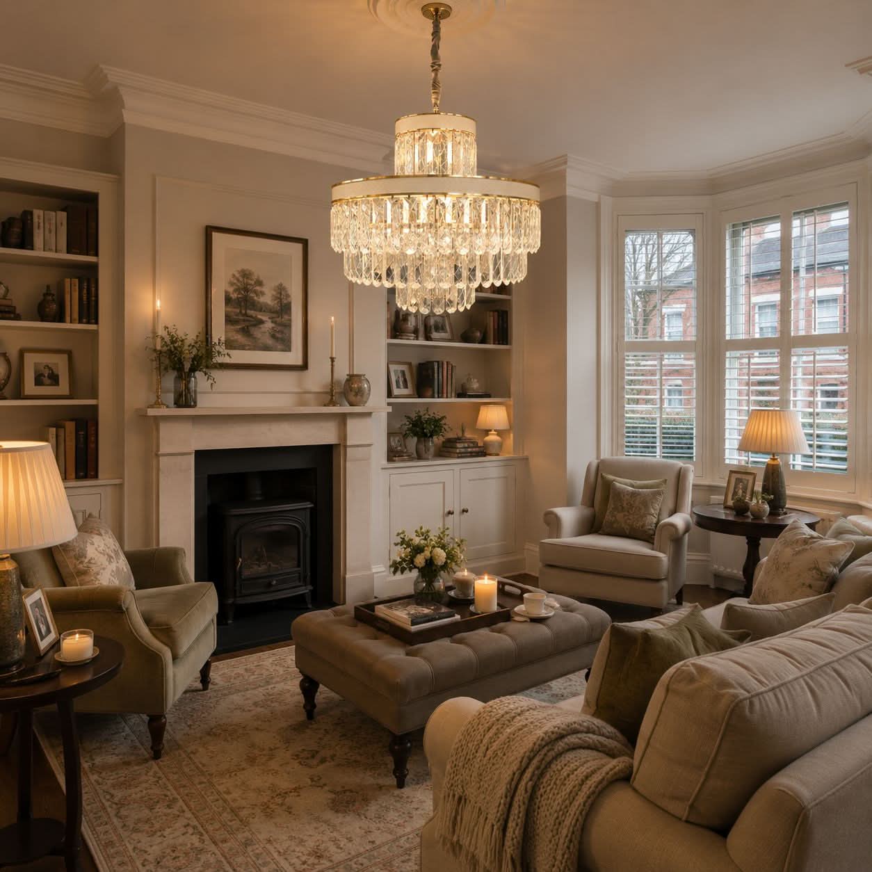 Lightsin Luxury Hanging Lights for Living Room with Golden Crystal Radiance