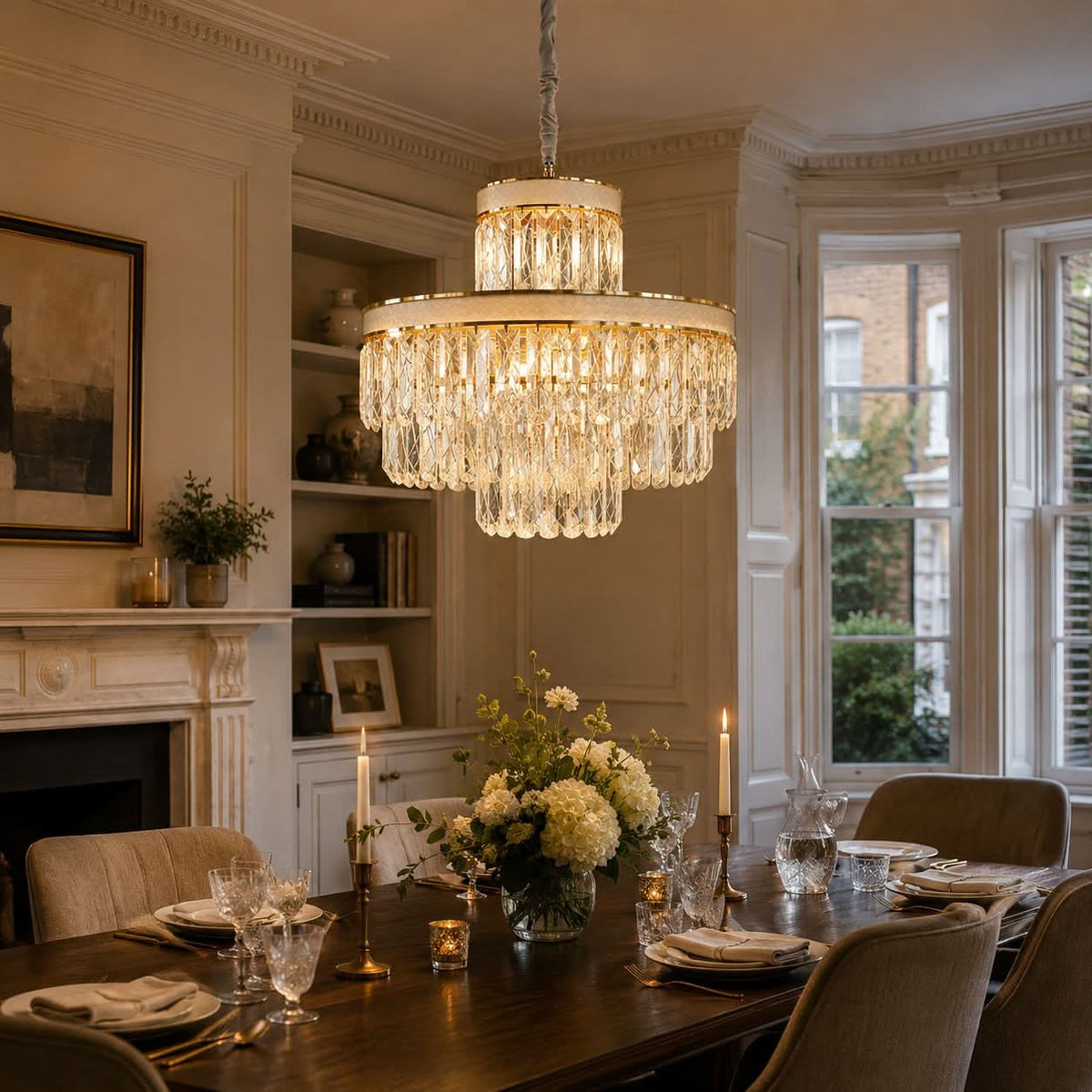 Lightsin Luxury Hanging Lights for Living Room with Golden Crystal Radiance
