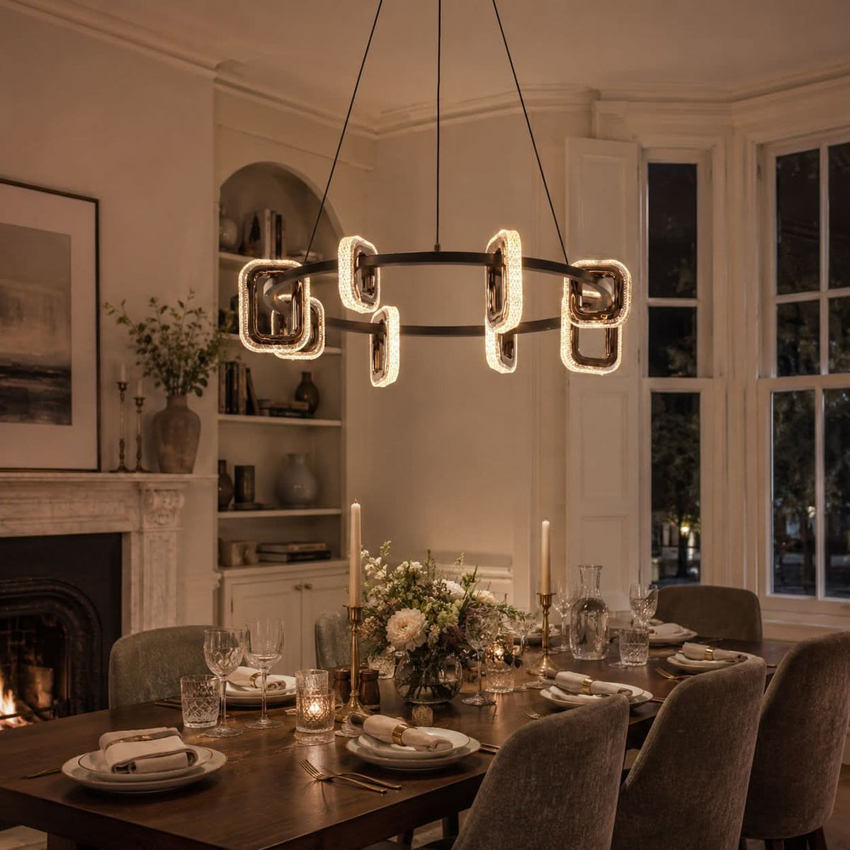 Lightsin Gold Geometric LED Pendant Light with Acrylic Accents Modern Crystal Chandelier