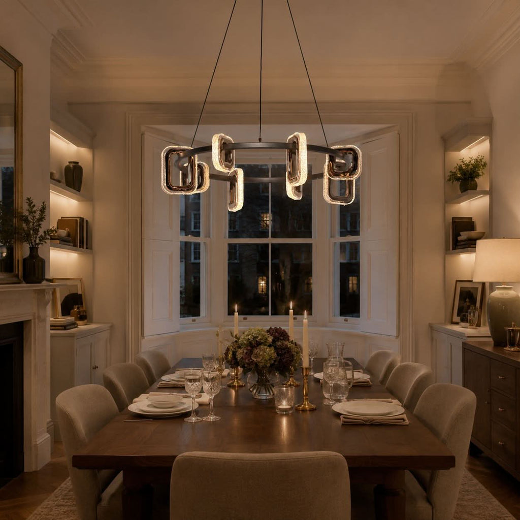 Lightsin Gold Geometric LED Pendant Light with Acrylic Accents Modern Crystal Chandelier