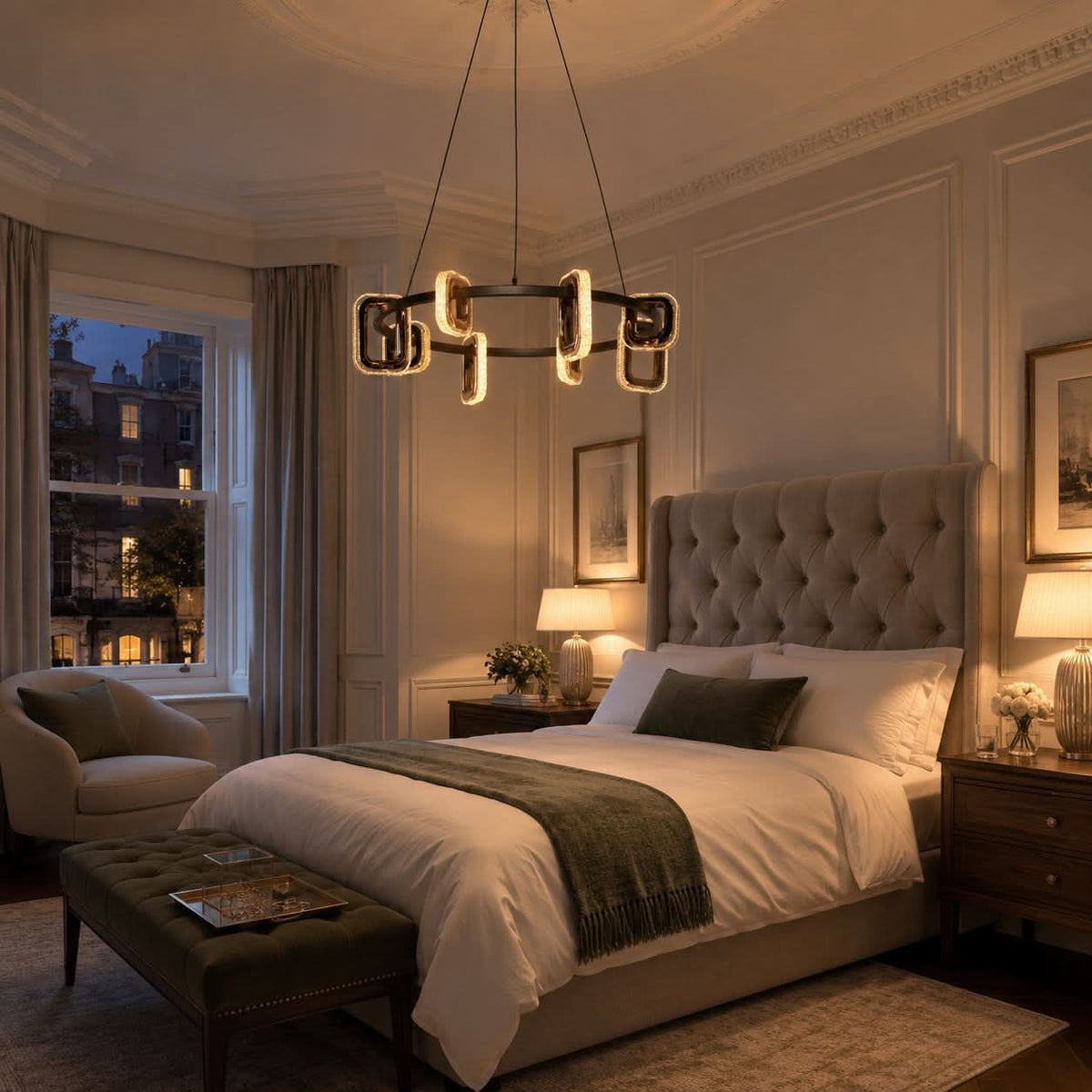 Lightsin Gold Geometric LED Pendant Light with Acrylic Accents Modern Crystal Chandelier
