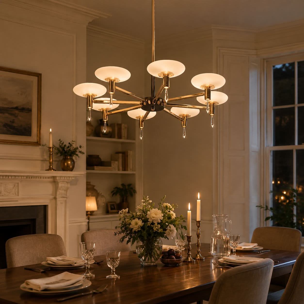 Lightsin Modern Gold LED Chandelier with Glass Shades