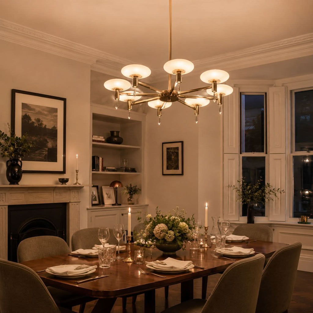 Lightsin Modern Gold LED Chandelier with Glass Shades