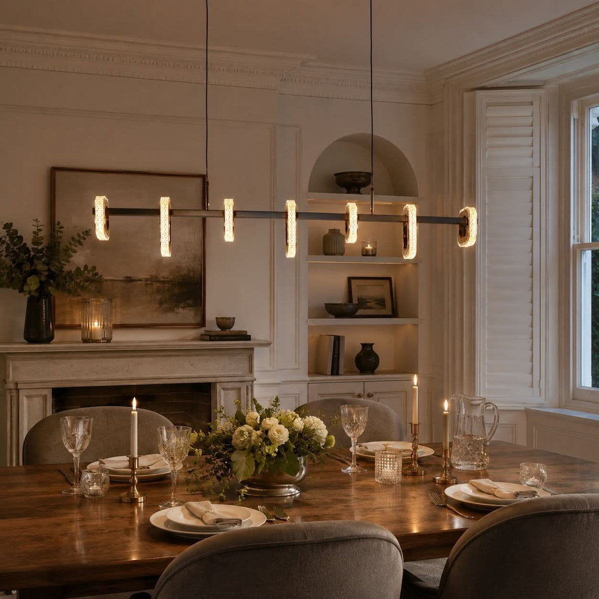 Lightsin Gold Linear LED Pendant Light with Acrylic Shades Metal Ceiling Lighting