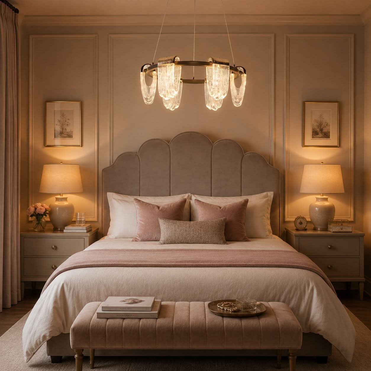 Lightsin Modern LED Pendant Ceiling Light with Cascading Gold Acrylic Curves