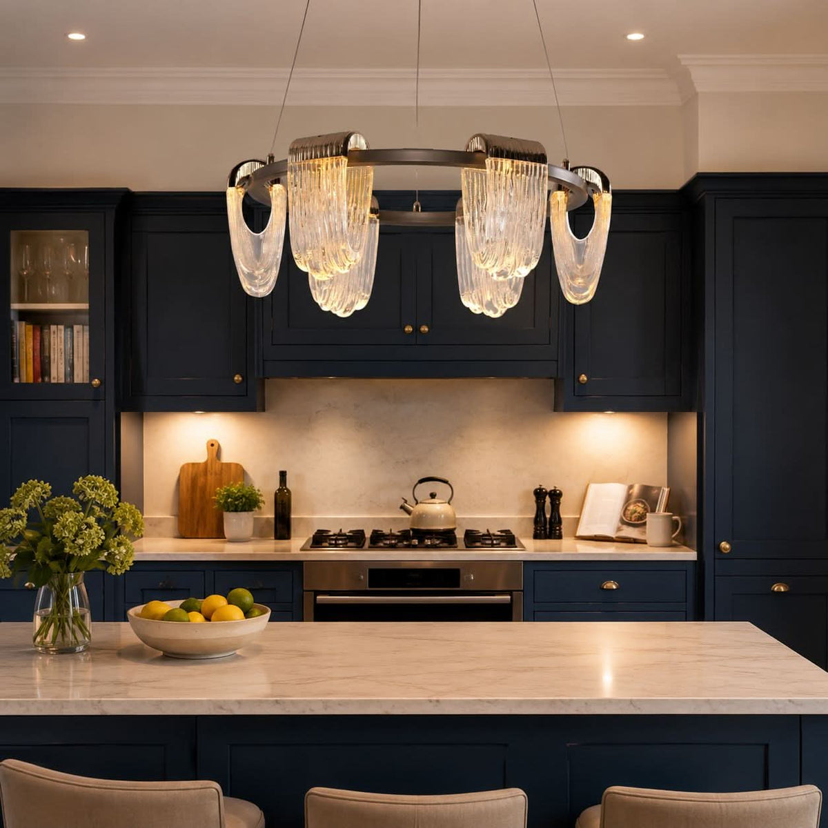 Lightsin Modern LED Pendant Ceiling Light with Cascading Gold Acrylic Curves