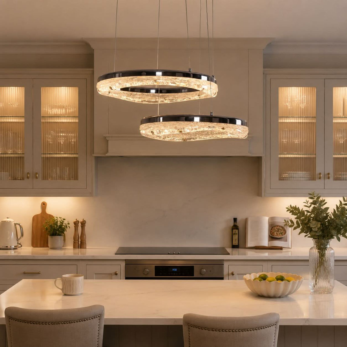 Lightsin Pearl Black Wave LED Chandelier in Aluminum Alloy Modern Ceiling Light