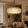 Lightsin Modern Vintage Leaf Glass Pendant Light with Metal Frame for Living Room