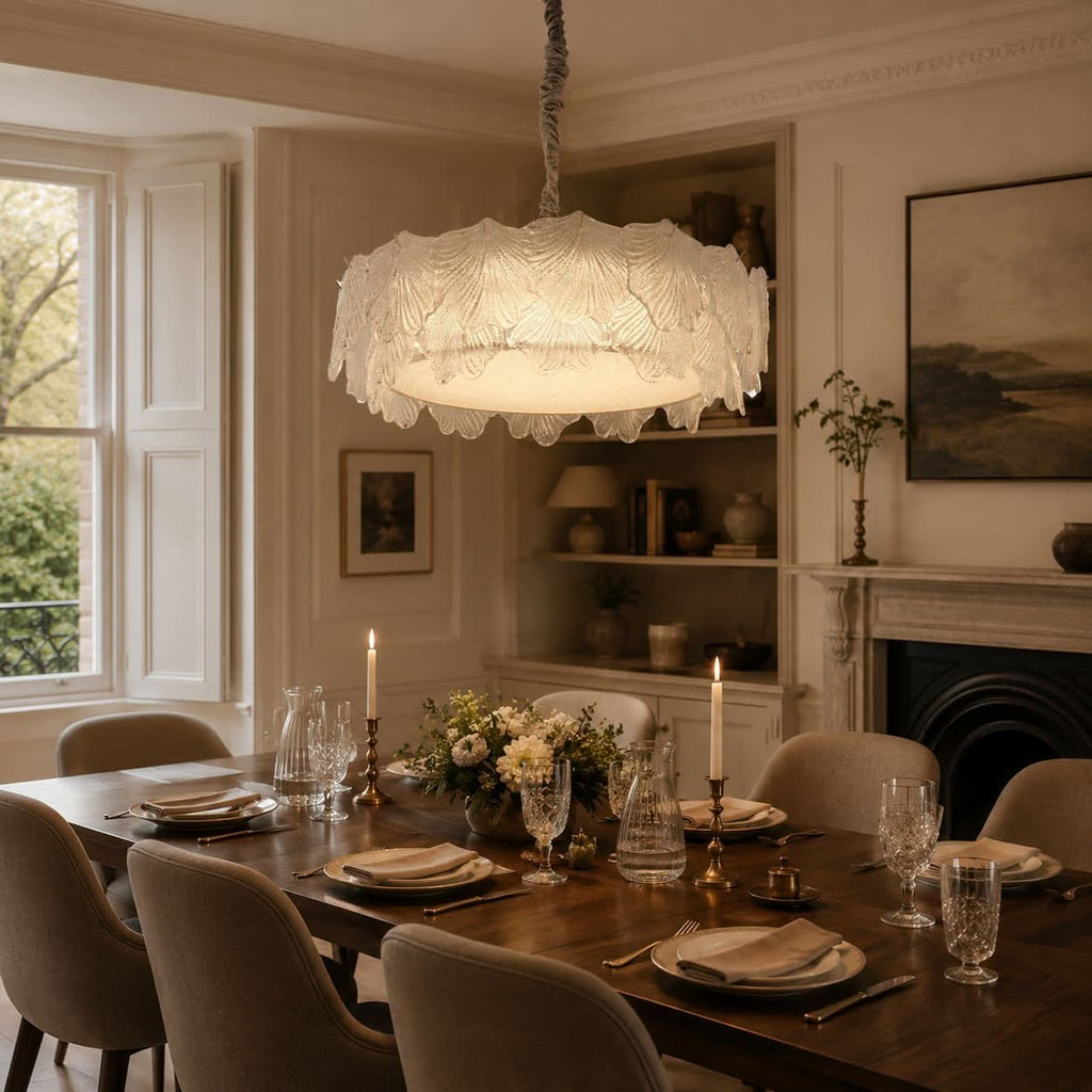 Lightsin Modern Vintage Leaf Glass Pendant Light with Metal Frame for Living Room