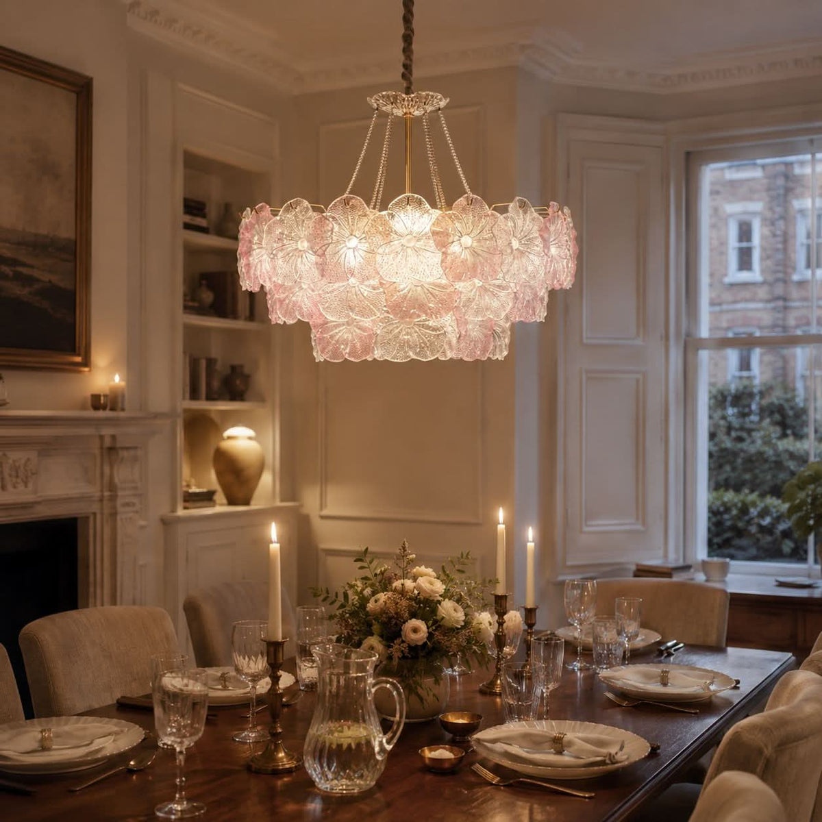 Lightsin Elegant Glass Chandelier with Adjustable Hanging Length