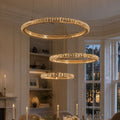 Lightsin Modern Crystal LED Triple-Ring Pendant Chandelier