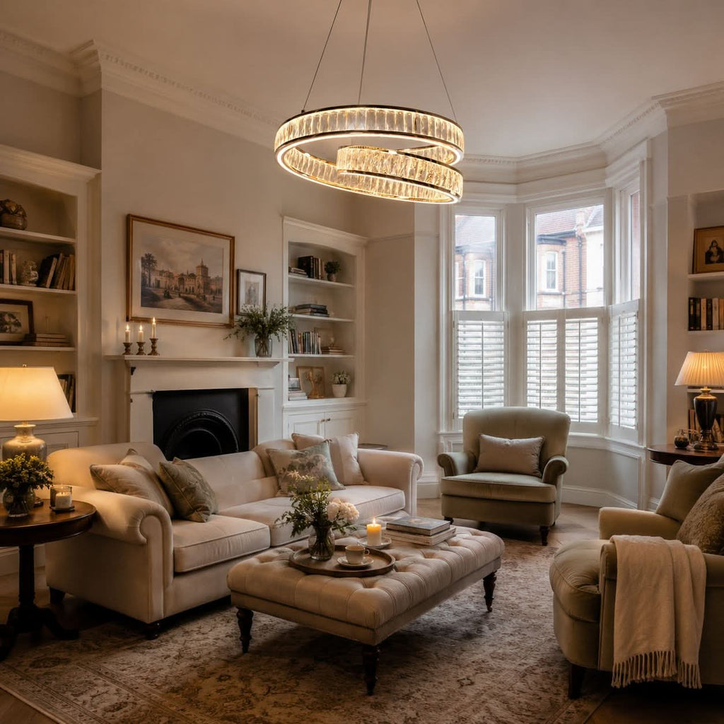 Lightsin Elegant Gold Crystal Swirl Pendant Light Luxury Crystal Chandelier for Living Room