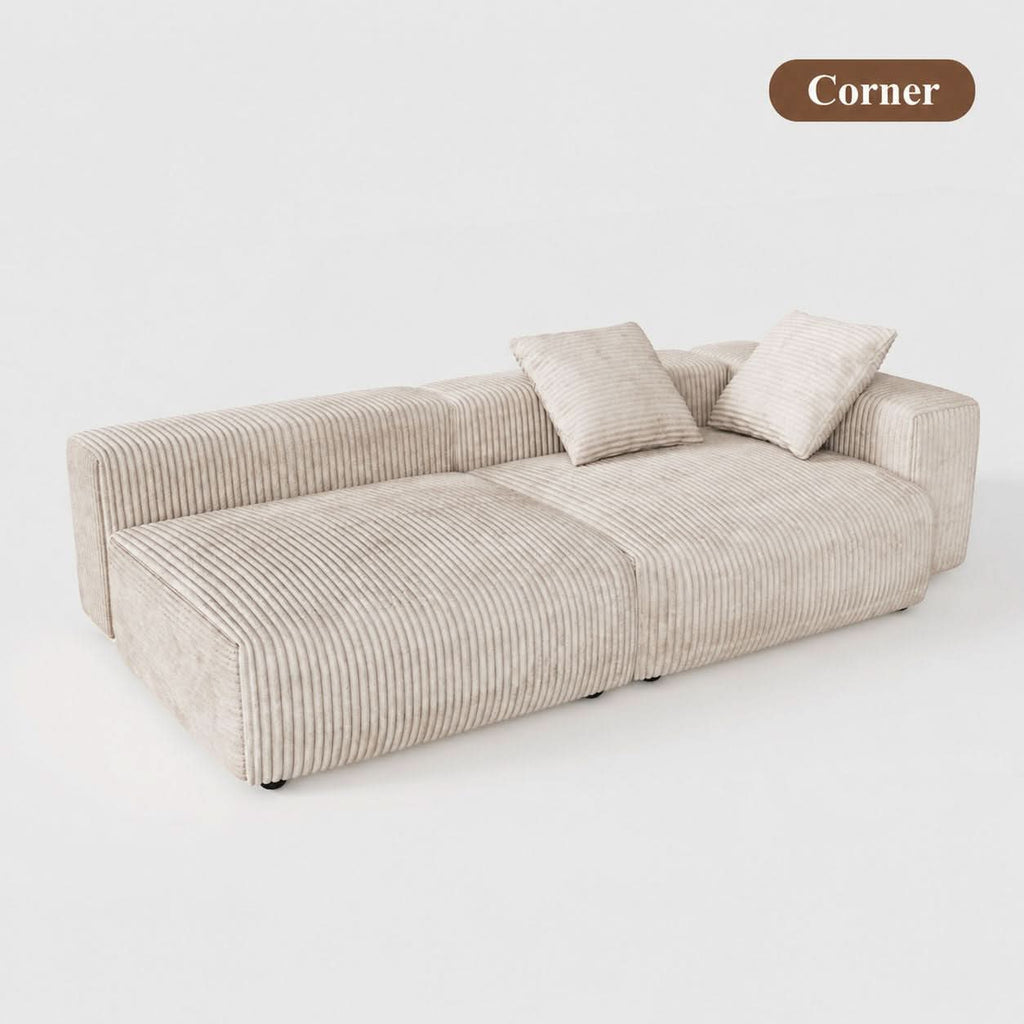 Cottonfy Corduroy Modular Wide Seat Chaise Sofa Block