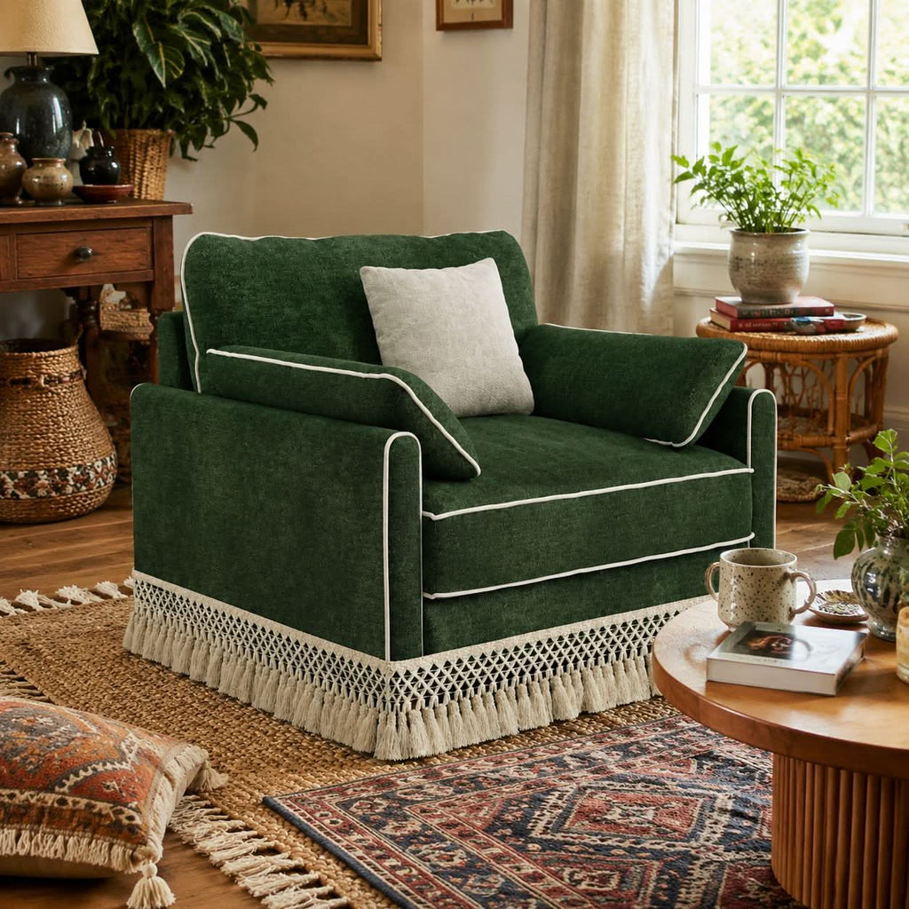 Cotton Linen Detachable Modular Sofa with Fringed Trim