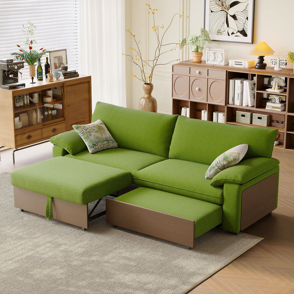 Cottonfy Luxurious Solid Wood Versatile 2-Seater Pull Out Sofa Bed