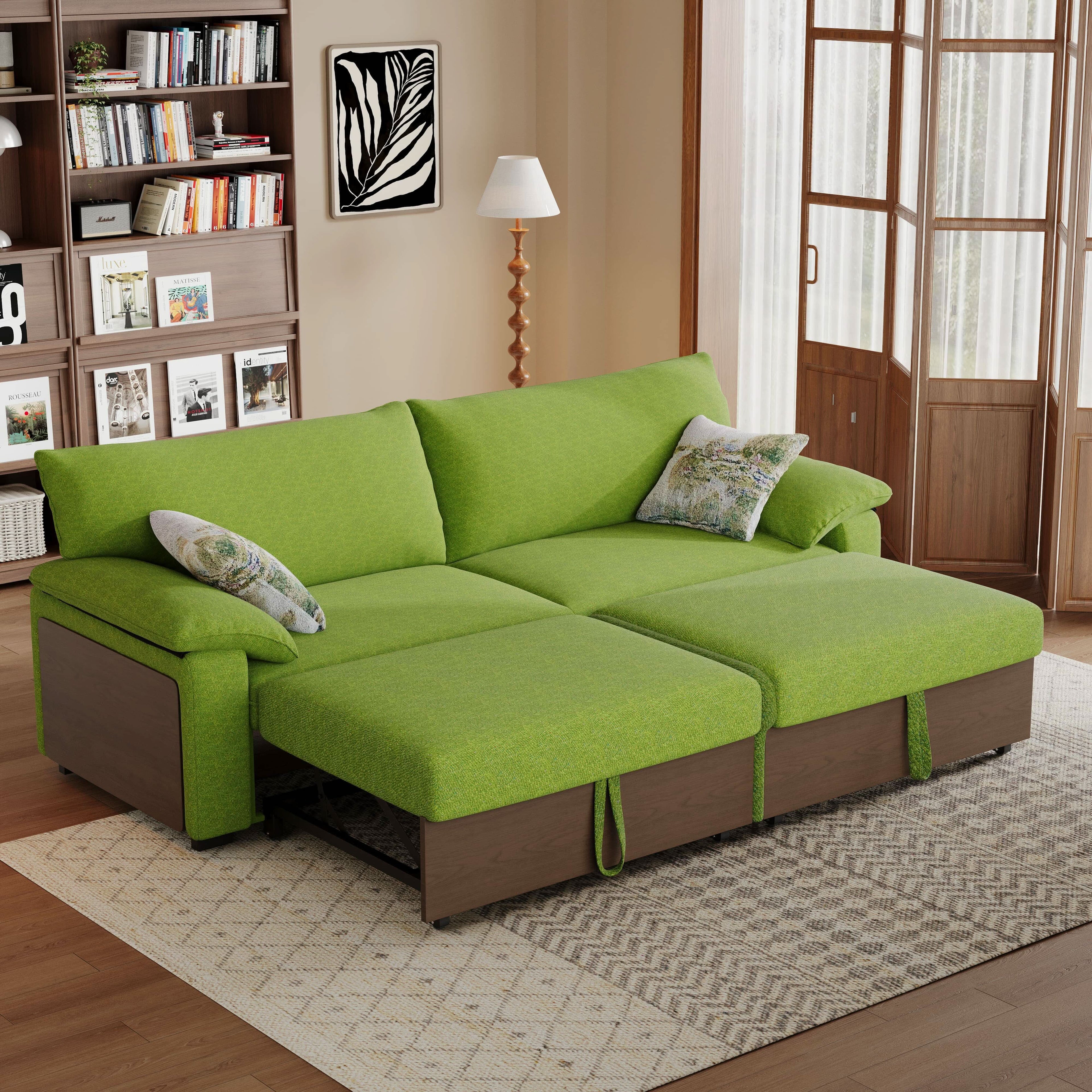 Cottonfy Luxurious Solid Wood Versatile 2-Seater Pull Out Sofa Bed